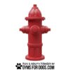 A red fire hydrant against a white background with the text "Play & Agility Powered by GymsForDogs.com" and a paw print logo at the bottom.