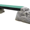 Ellie's Boulder Bridge Pro features a green dog agility bridge with bumper pads and two faux-stone supports—ideal for Dog Parks or outdoor training courses.