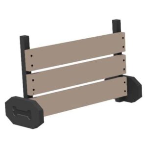 Illustration of the Jump Hurdle - Large: features two upright black posts, three horizontal beige planks, and black base supports with a bone design at each end.