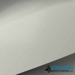 A minimalistic light gray background with the "Doggie Demand COOL DOG Fresh Flow Water Fountain Spout and Pet Hose (SLV)" logo and a dog silhouette in the bottom right corner.